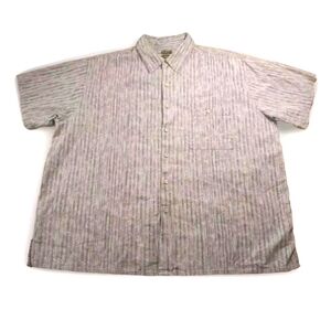 Bruno Italian Linen Camp Shirt Men 3X Hawaiian Bamboo Tiki Beige Striped